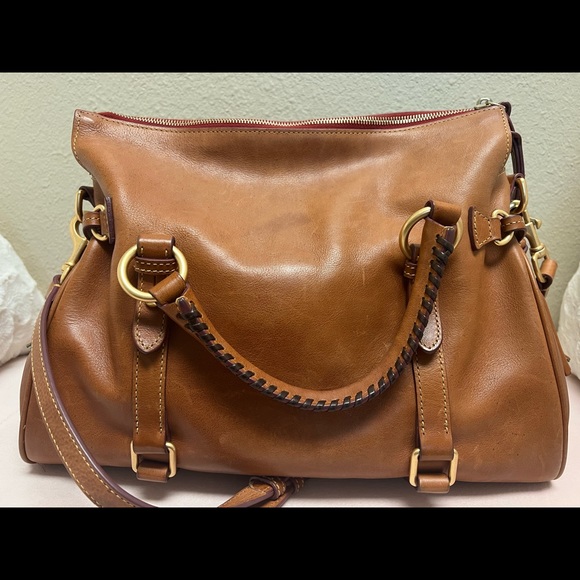 Dooney & Bourke Florentine leather tasseled satchel bag - Picture 2 of 5